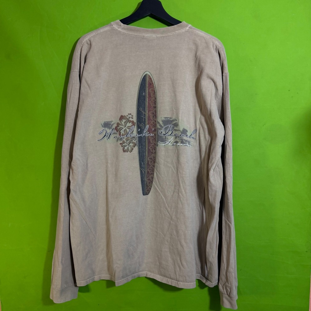 Crazy Shirts Waikiki Beach Hawaii Kona Coffee Dyed Long Sleeve T-Shirt Mens XL